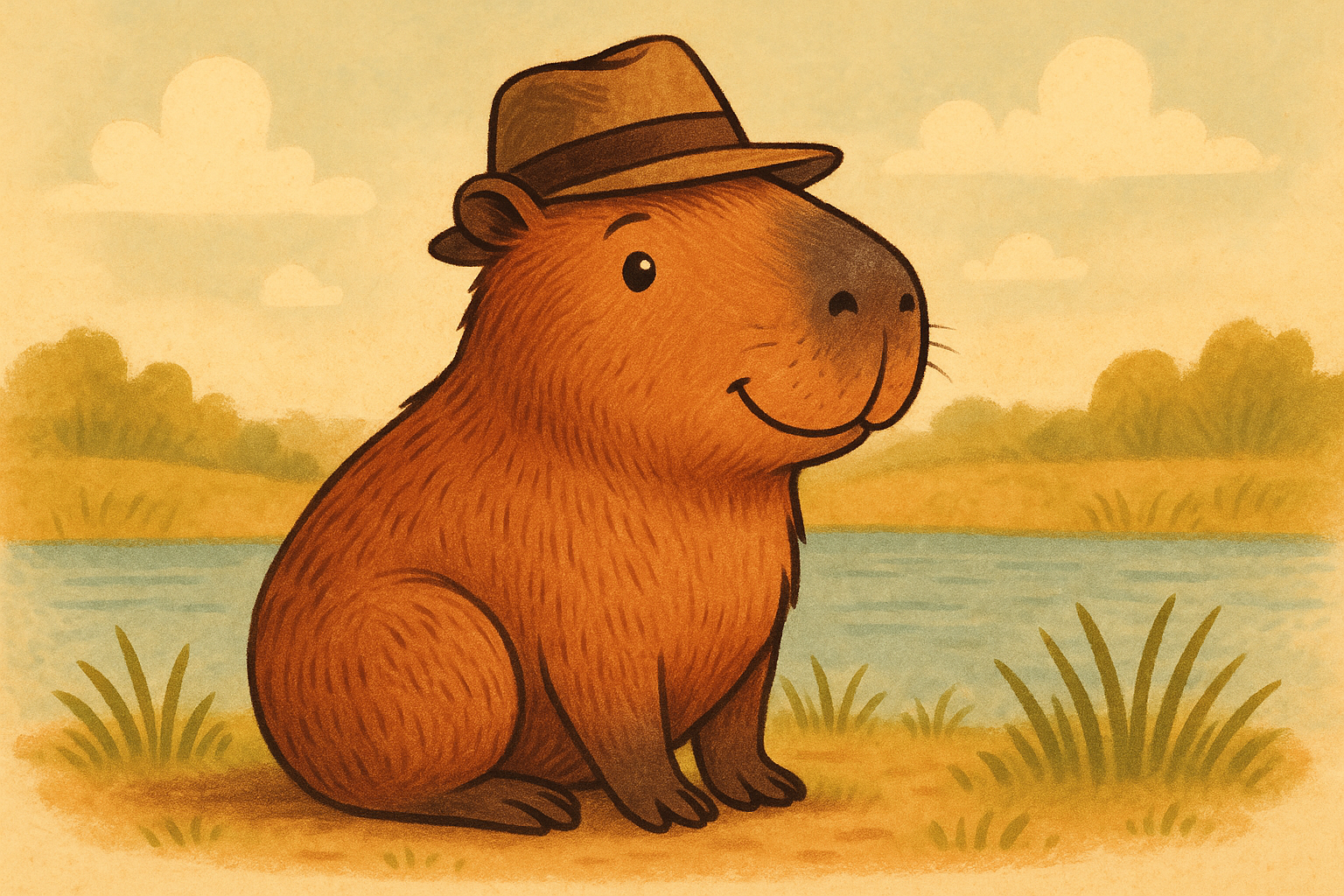 Capybara with a hat on